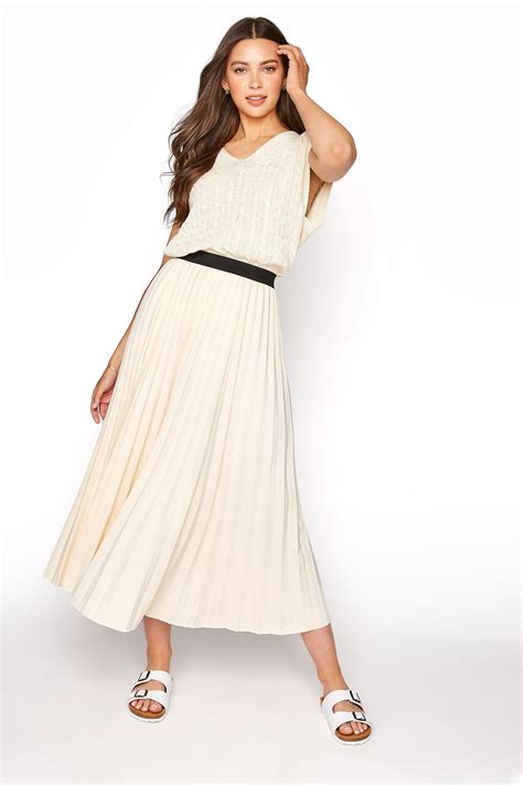 Cotton pleated skirt with Web in ivory 